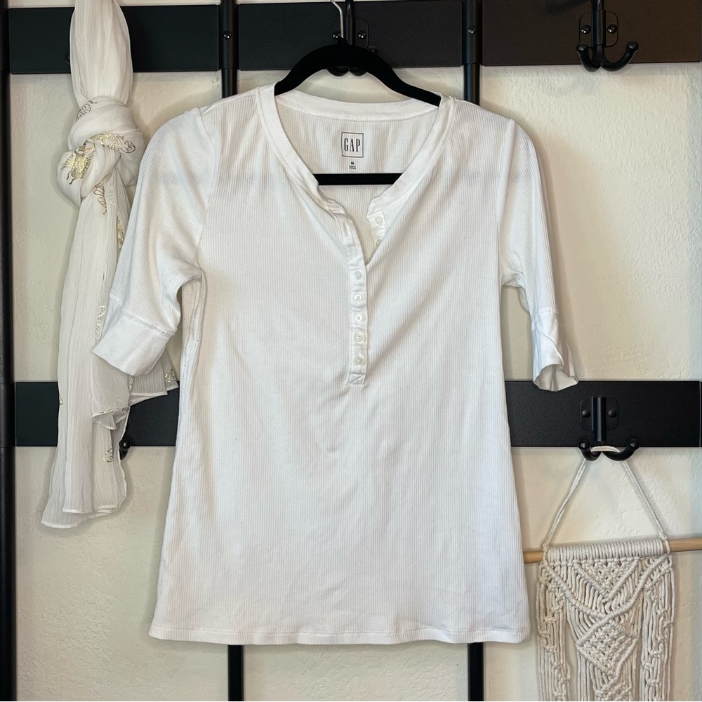 White Ribbed Gap Tee